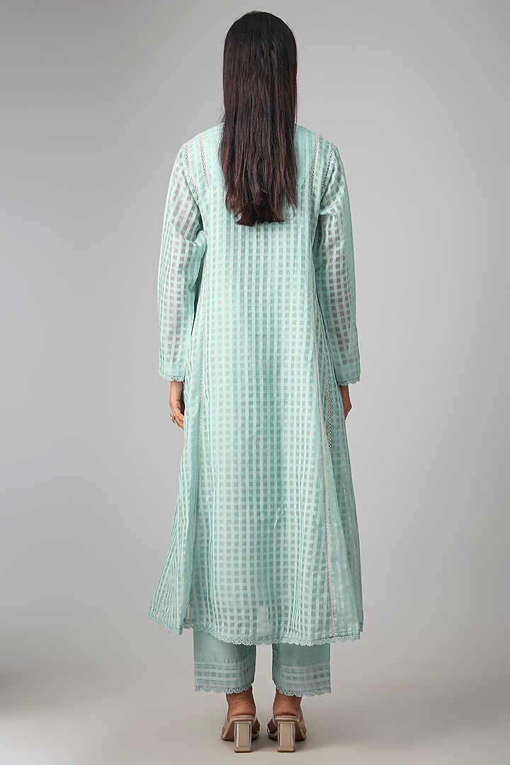 Light Blue Silk Chanderi Kurta Set by Niti Bothra at Pernia's Pop Up Shop