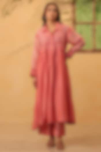 Pink Silk Chanderi & Silk Tencel Kurta Set by Niti Bothra at Pernia's Pop Up Shop