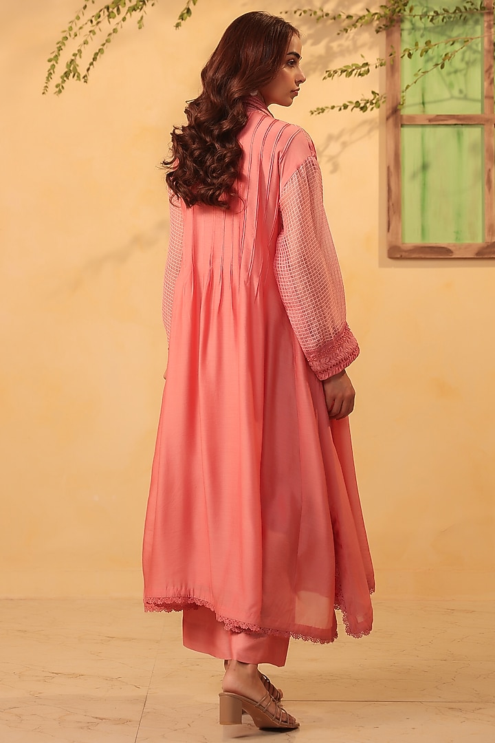 Pink Silk Chanderi & Silk Tencel Kurta Set by Niti Bothra at Pernia's Pop Up Shop