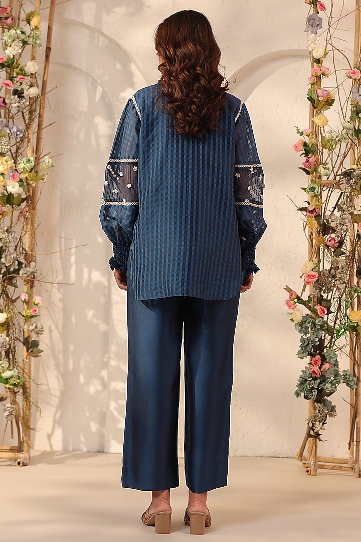 Dark Blue Silk Chanderi Co-Ord Set by Niti Bothra at Pernia's Pop Up Shop