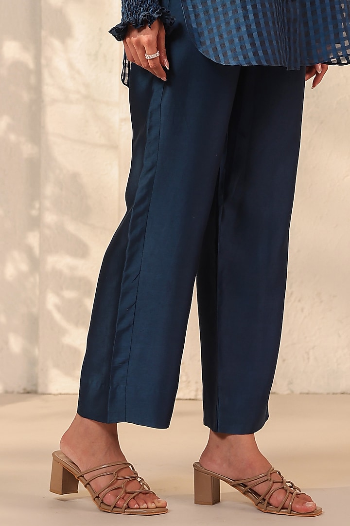 Dark Blue Silk Chanderi Co-Ord Set by Niti Bothra at Pernia's Pop Up Shop
