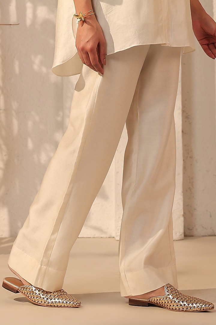 Ivory Silk Tencel Co-Ord Set by Niti Bothra at Pernia's Pop Up Shop