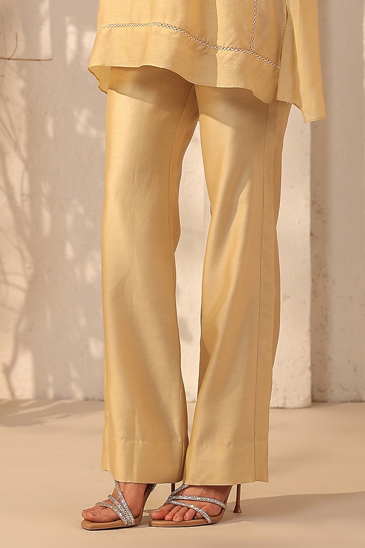 Beige Silk Tencel Co-Ord Set by Niti Bothra at Pernia's Pop Up Shop