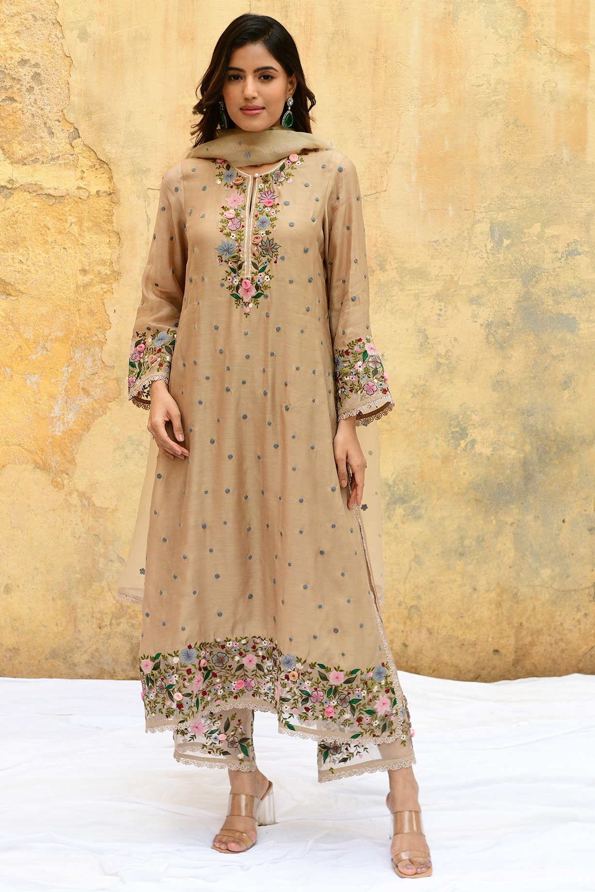 Embroidered Banarasi Kurta-Bust 38