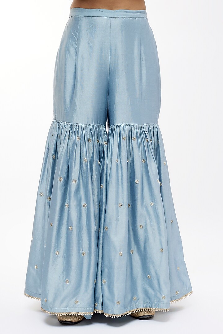 Powder Blue Silk Wedding Sharara Set by Niti Bothra at Pernia's Pop Up Shop