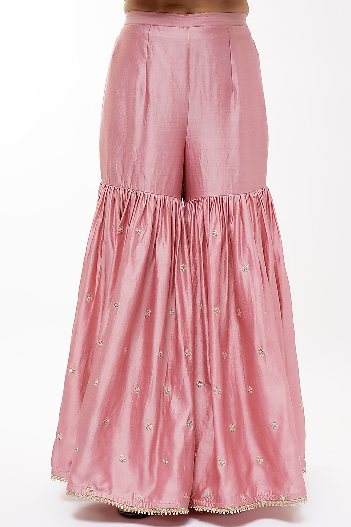 Pink Silk Boota Embroidered Wedding Sharara Set by Niti Bothra at Pernia's Pop Up Shop