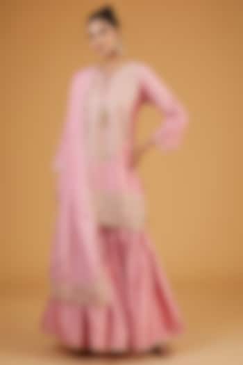 Pink Silk Wedding Sharara Set by Niti Bothra at Pernia's Pop Up Shop