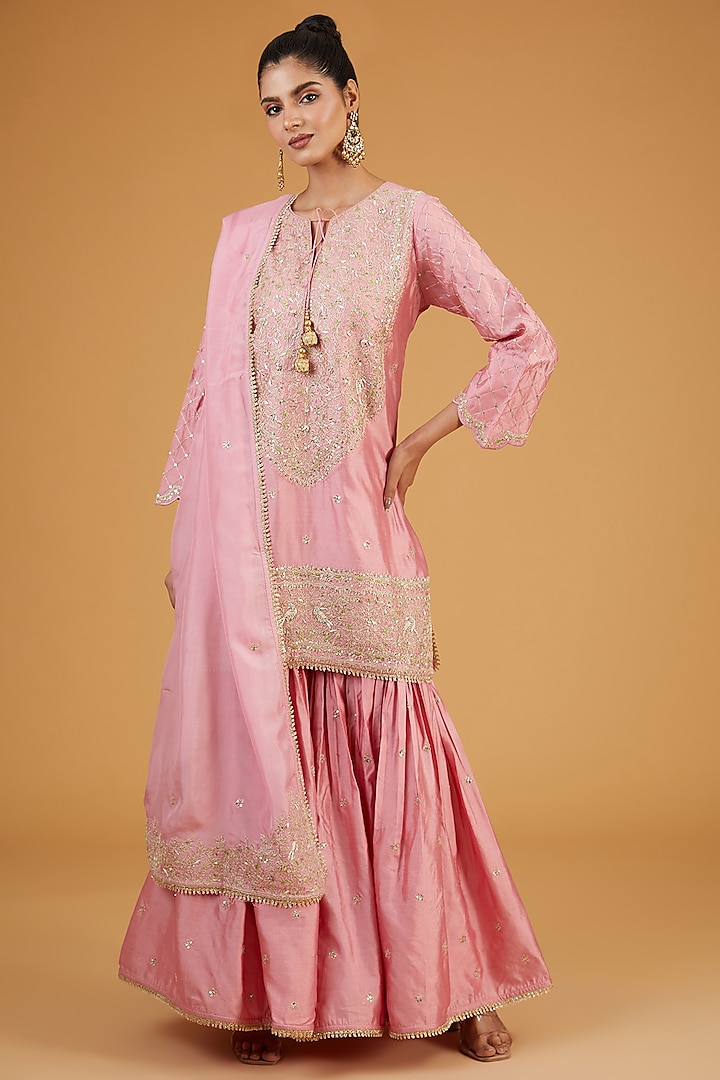 Pink Silk Wedding Sharara Set by Niti Bothra at Pernia's Pop Up Shop