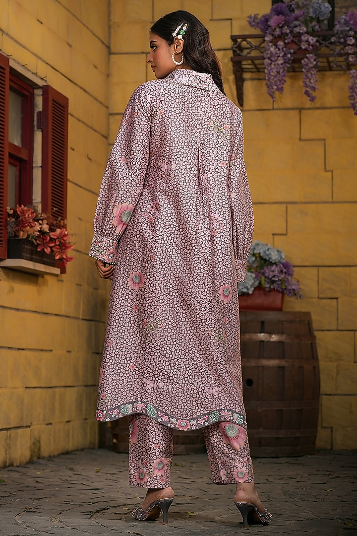 Purple Silk Chanderi Embroidered Co-Ord Set by Niti Bothra at Pernia's Pop Up Shop