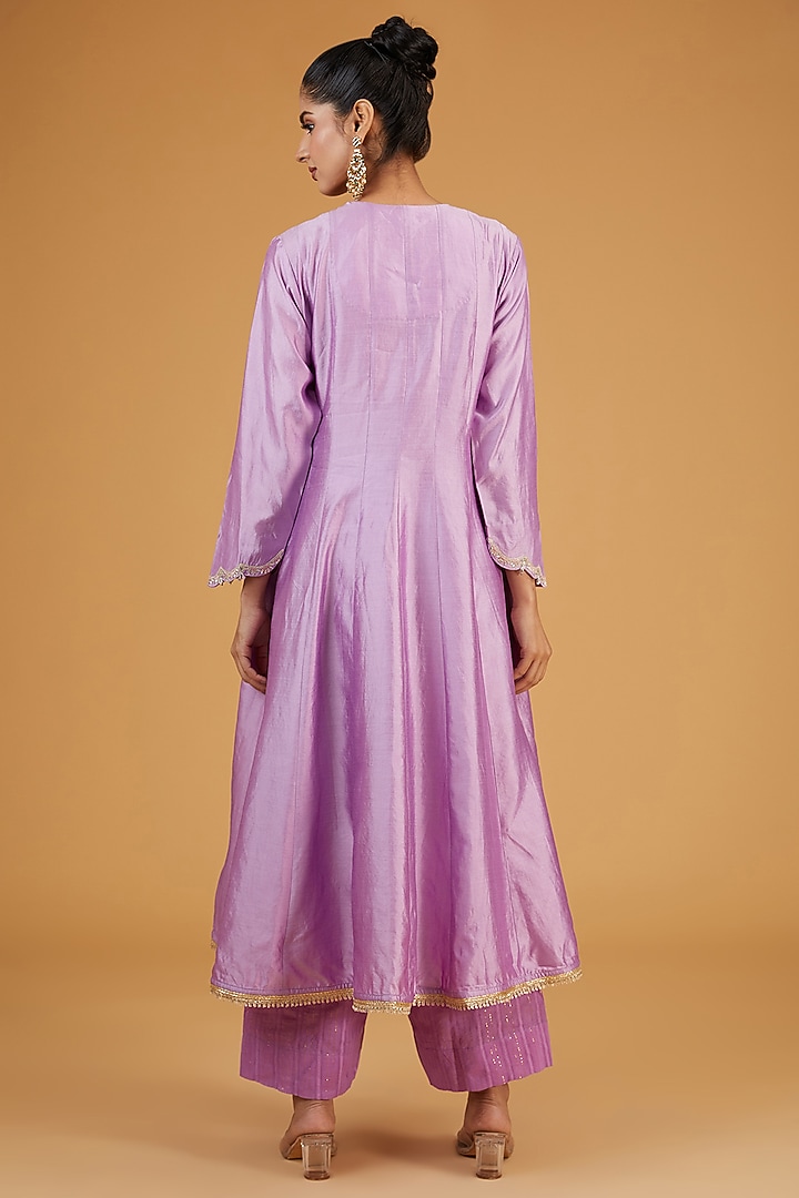 Purple Silk Zari Dori Embroidered Choga Set by Niti Bothra at Pernia's Pop Up Shop