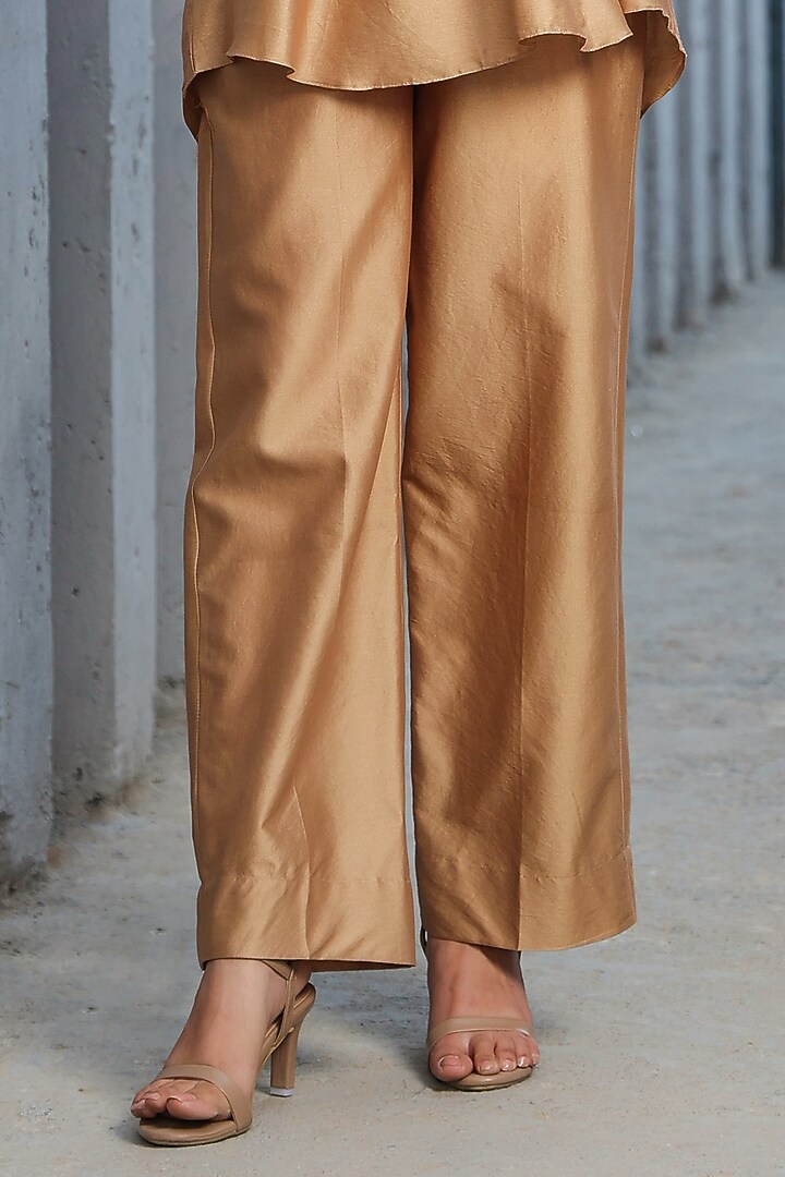 Beige Silk Tencel Threadwork Embroidered Co-Ord Set by Niti Bothra at Pernia's Pop Up Shop