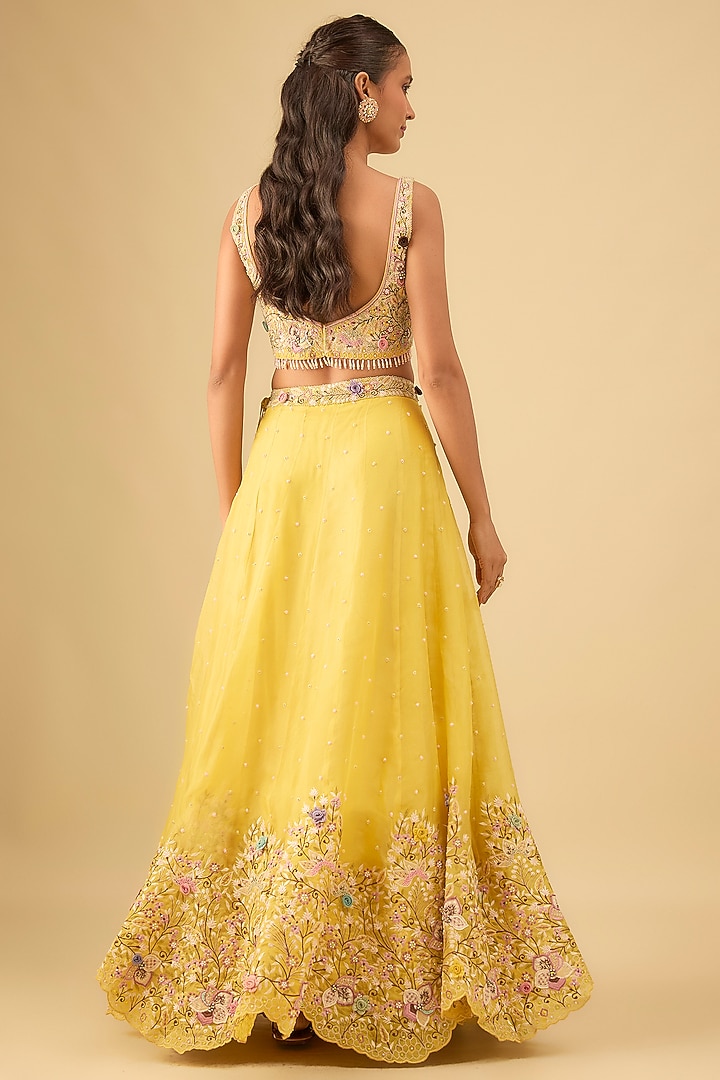 Yellow Organza Cutdana Embroidered Wedding Lehenga Set by Niti Bothra at Pernia's Pop Up Shop