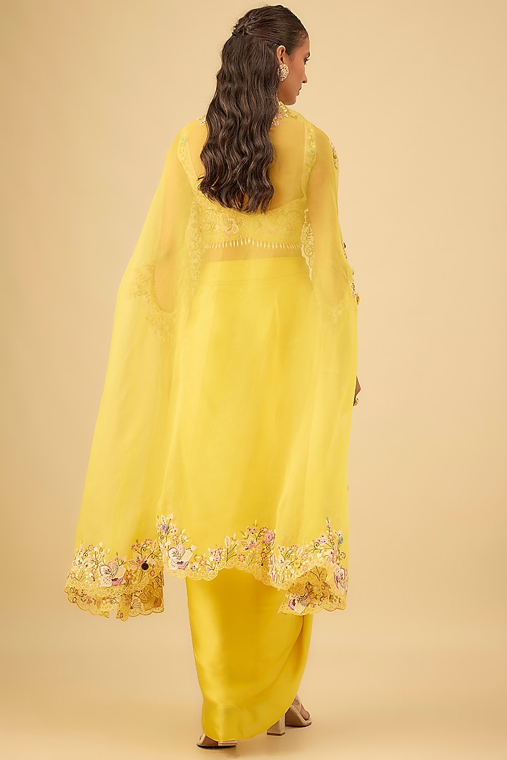 Yellow Satin Draped Skirt Set by Niti Bothra at Pernia's Pop Up Shop