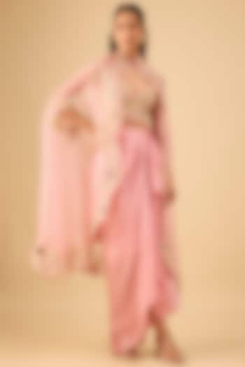Pink Satin Draped Skirt Set
 by Niti Bothra at Pernia's Pop Up Shop