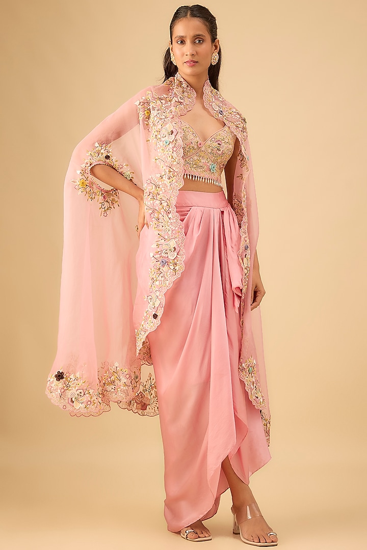 Pink Satin Draped Skirt Set
 by Niti Bothra at Pernia's Pop Up Shop