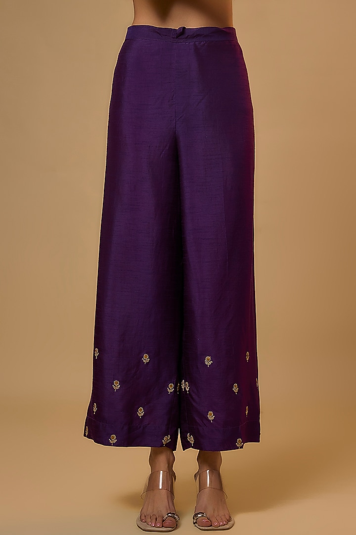 Purple Silk Sequins Embroidered Kurta Set by Niti Bothra at Pernia's Pop Up Shop