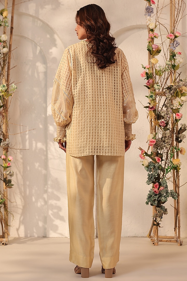 Beige Silk Chanderi Co-Ord Set by Niti Bothra at Pernia's Pop Up Shop
