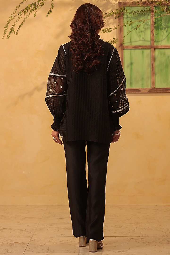 Black Silk Chanderi Co-Ord Set by Niti Bothra at Pernia's Pop Up Shop