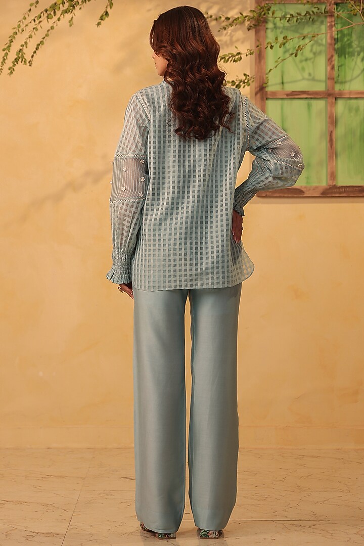Light Blue Silk Chanderi Co-Ord Set by Niti Bothra at Pernia's Pop Up Shop