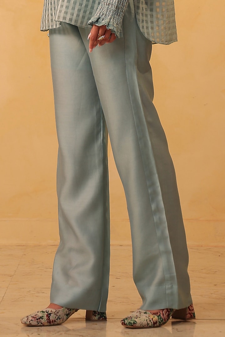 Light Blue Silk Chanderi Co-Ord Set by Niti Bothra at Pernia's Pop Up Shop