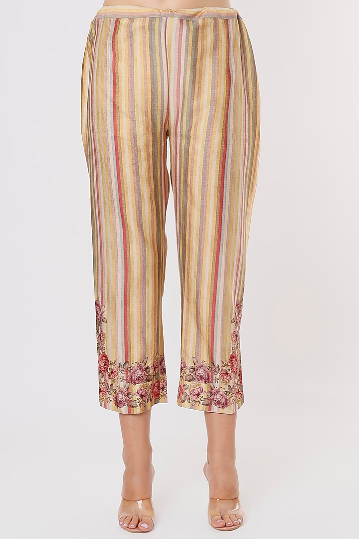 Yellow Silk Printed Kurta Set by Niti Bothra at Pernia's Pop Up Shop