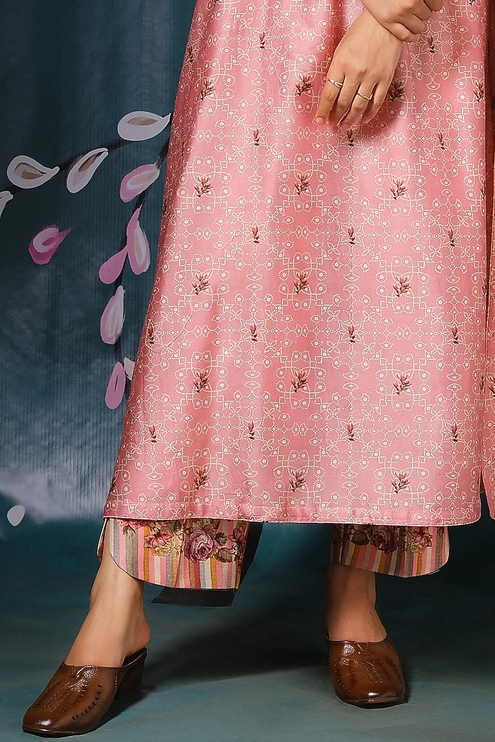Pink Embroidered & Printed Kurta Set by Niti Bothra at Pernia's Pop Up Shop