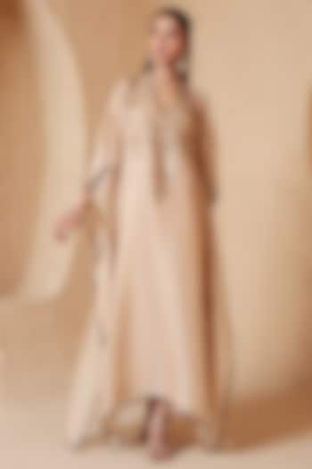 Ivory Organza Resham Embroidered Kaftan by Niti Bothra at Pernia's Pop Up Shop