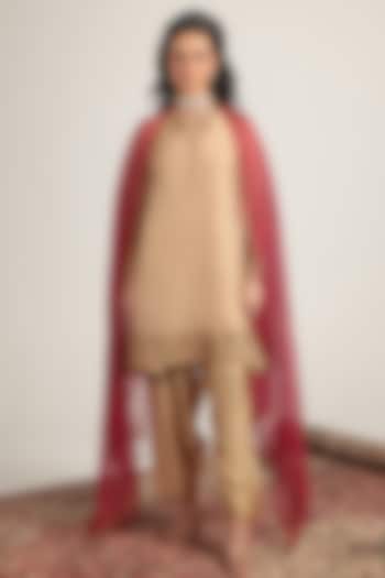 Ivory Organza Zari Embroidered Kurta Set by Niti Bothra at Pernia's Pop Up Shop