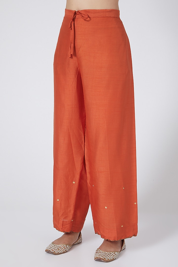 Orange Embroidered Party Wear Anarkali Set by Niti Bothra at Pernia's Pop Up Shop