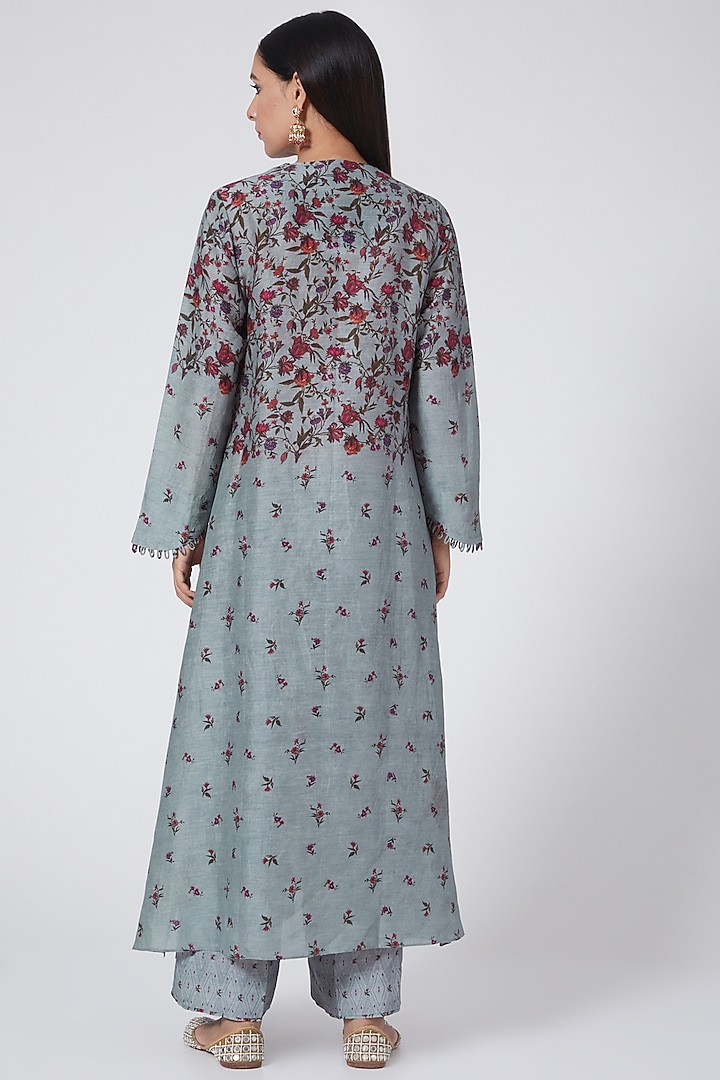 Sky Blue Dupion Silk Kurta Set by Niti Bothra at Pernia's Pop Up Shop