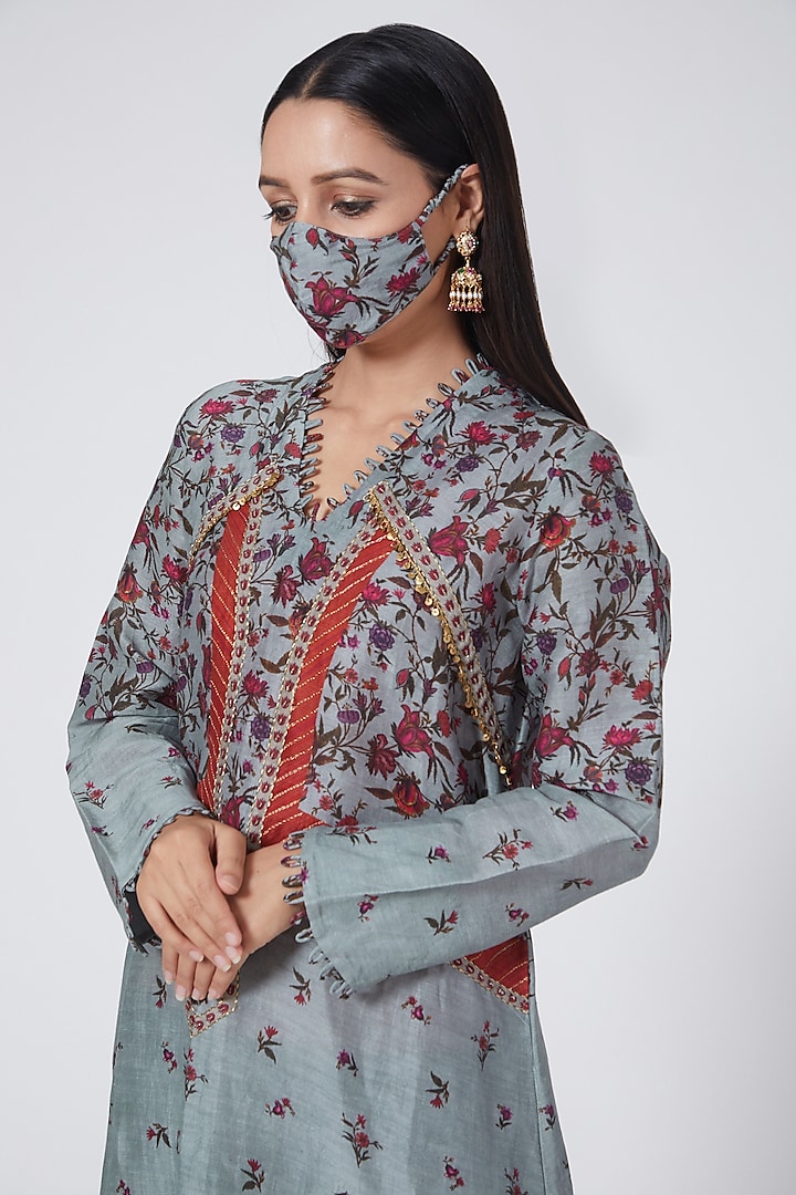 Sky Blue Dupion Silk Kurta Set by Niti Bothra at Pernia's Pop Up Shop