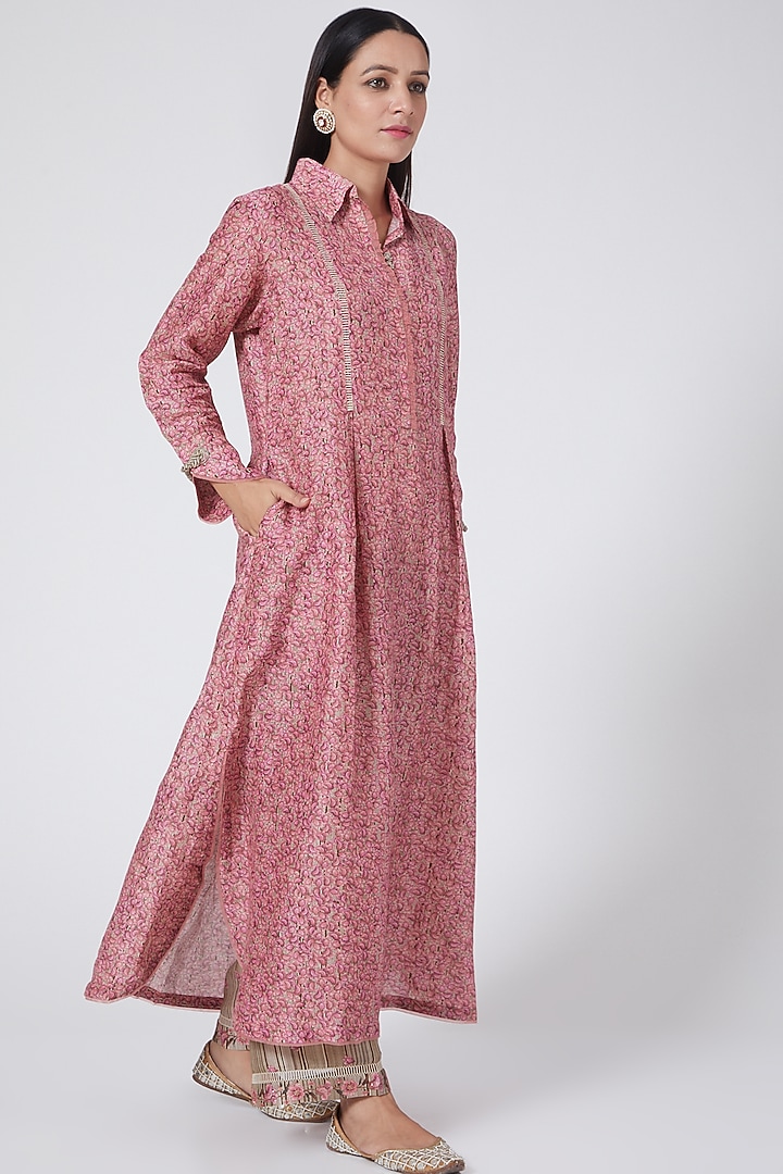 Pink Printed Cotton Kurta Set by Niti Bothra at Pernia's Pop Up Shop