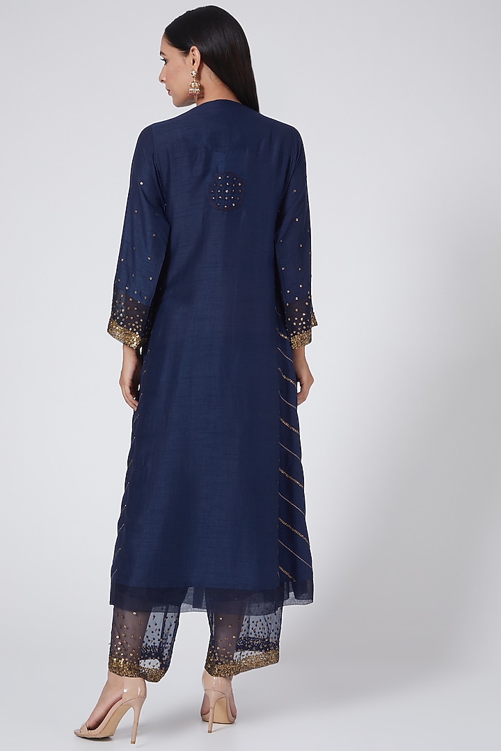Blue Printed Kurta Set by Niti Bothra at Pernia's Pop Up Shop