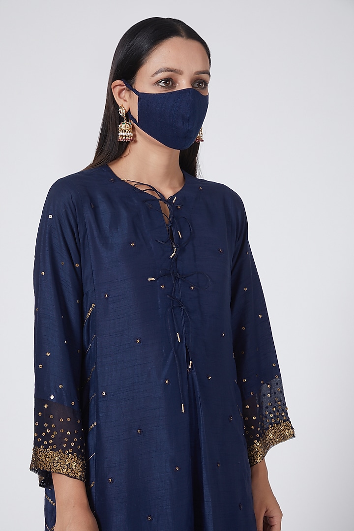 Blue Printed Kurta Set by Niti Bothra at Pernia's Pop Up Shop