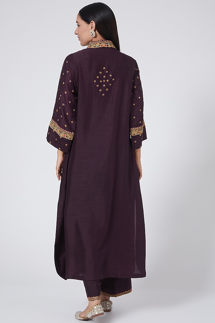 Brown Dupion Silk Kurta Set by Niti Bothra at Pernia's Pop Up Shop