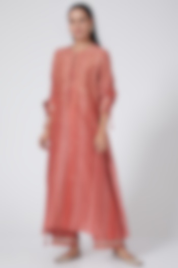 Orange Chanderi Cotton Kurta Set by Niti Bothra at Pernia's Pop Up Shop