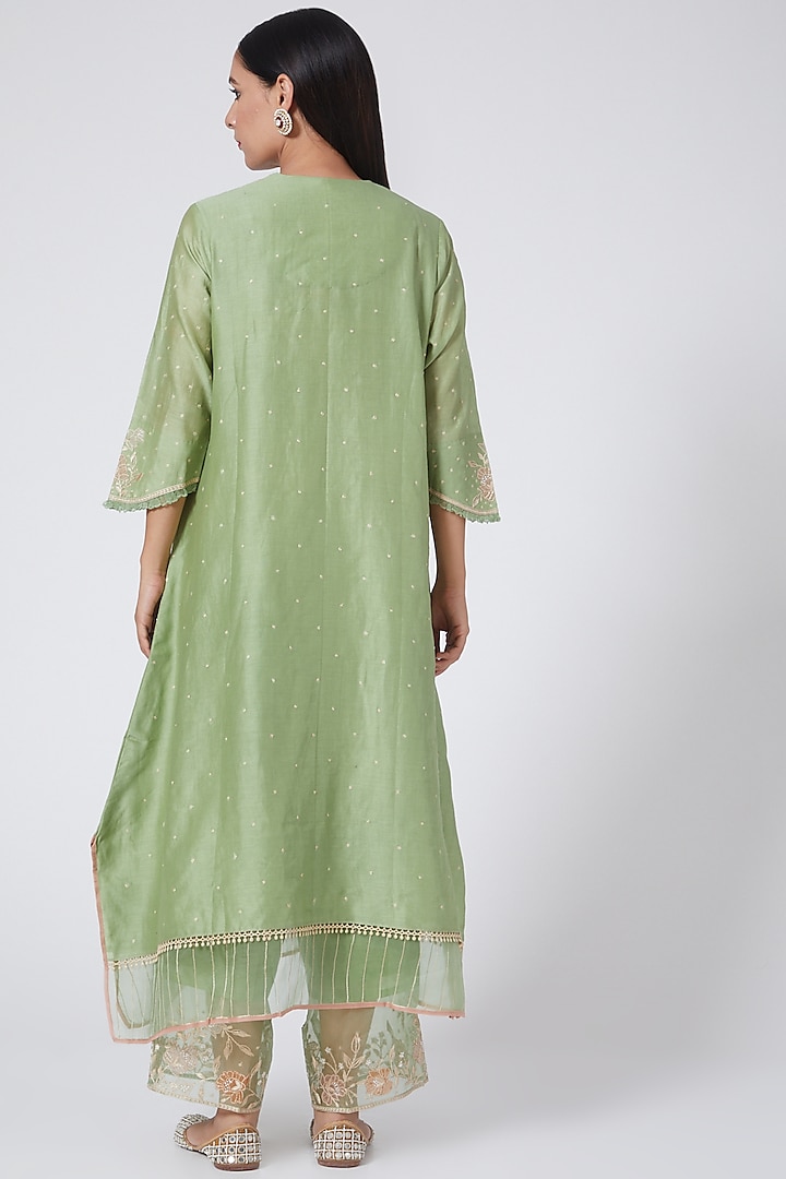 Light Green Embroidered Kurta Set by Niti Bothra at Pernia's Pop Up Shop