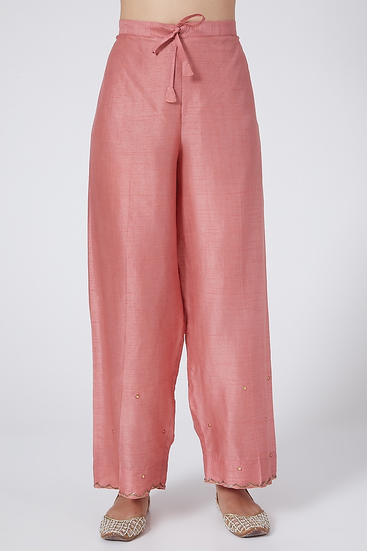 Pink Raw Silk Kurta Set by Niti Bothra at Pernia's Pop Up Shop