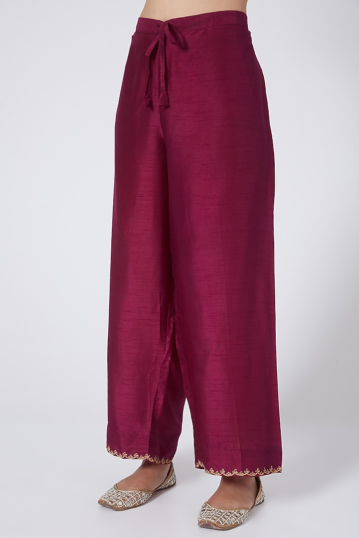 Rani Pink Raw Silk Kurta Set by Niti Bothra at Pernia's Pop Up Shop