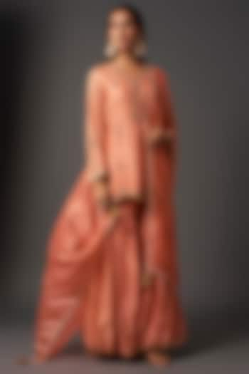 Peach Chanderi Silk Sharara Set by Niti Bothra at Pernia's Pop Up Shop