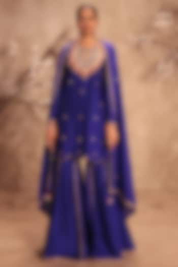 Indigo Chiniya Silk Wedding Sharara Set by Niti Bothra at Pernia's Pop Up Shop
