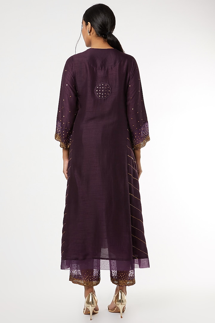 Purple Gold Embellished Kurta Set by Niti Bothra at Pernia's Pop Up Shop