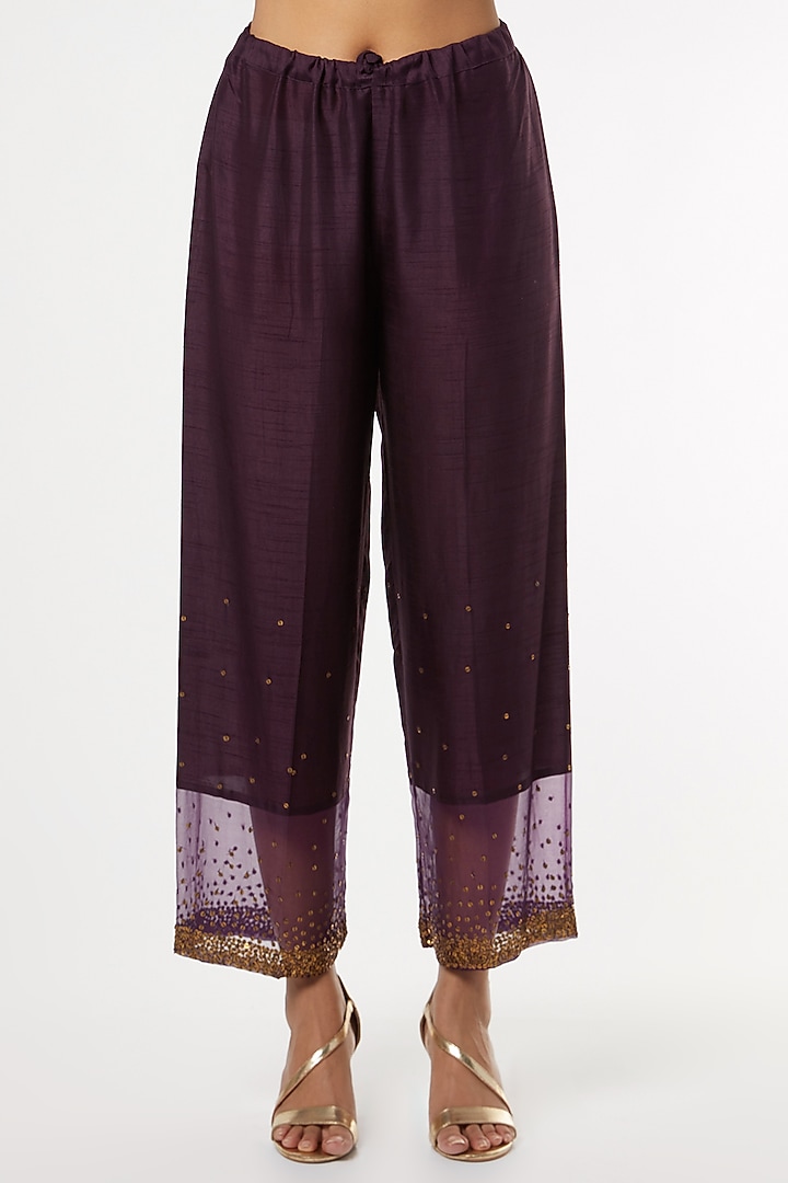 Purple Gold Embellished Kurta Set by Niti Bothra at Pernia's Pop Up Shop