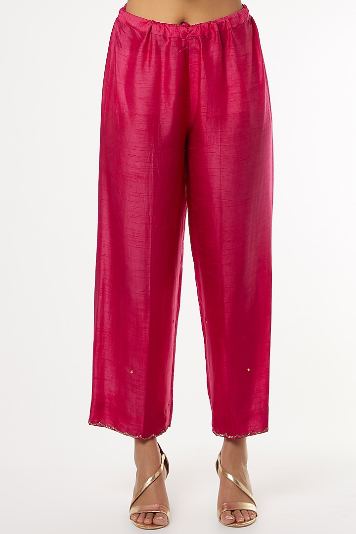 Rani Pink Embroidered Kurta Set by Niti Bothra at Pernia's Pop Up Shop