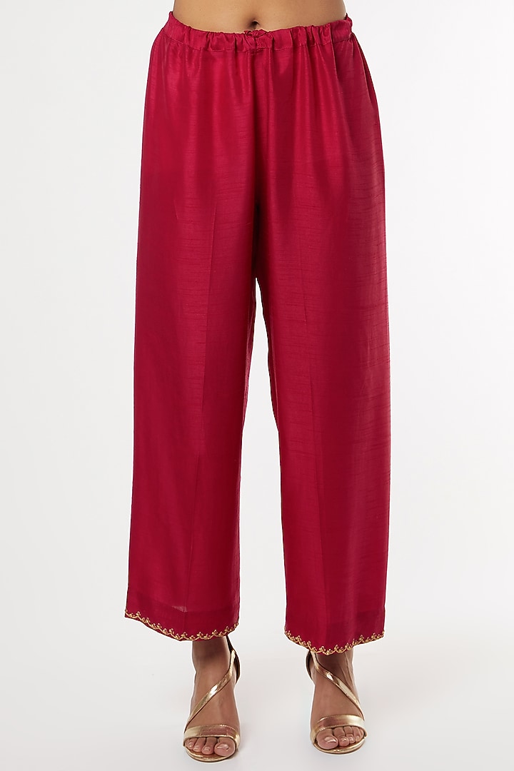 Rani Pink Dupion & Soft Silk Kurta Set by Niti Bothra at Pernia's Pop Up Shop