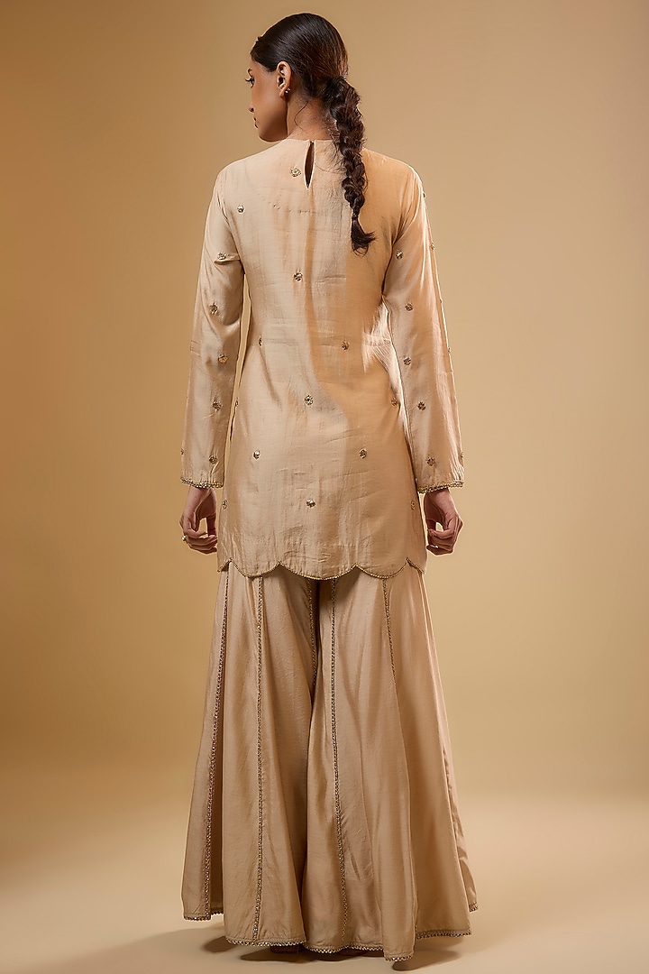 Ivory Chiniya Silk Wedding Sharara Set by Niti Bothra at Pernia's Pop Up Shop