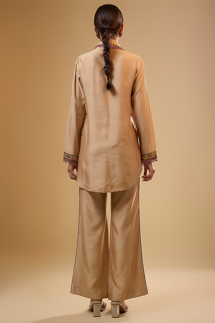 Ivory Chiniya Silk Zardosi Embroidered Co-Ord Set by Niti Bothra at Pernia's Pop Up Shop