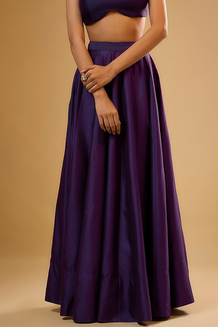 Purple Silk Zardosi Embroidered Jacket Wedding Lehenga Set by Niti Bothra at Pernia's Pop Up Shop