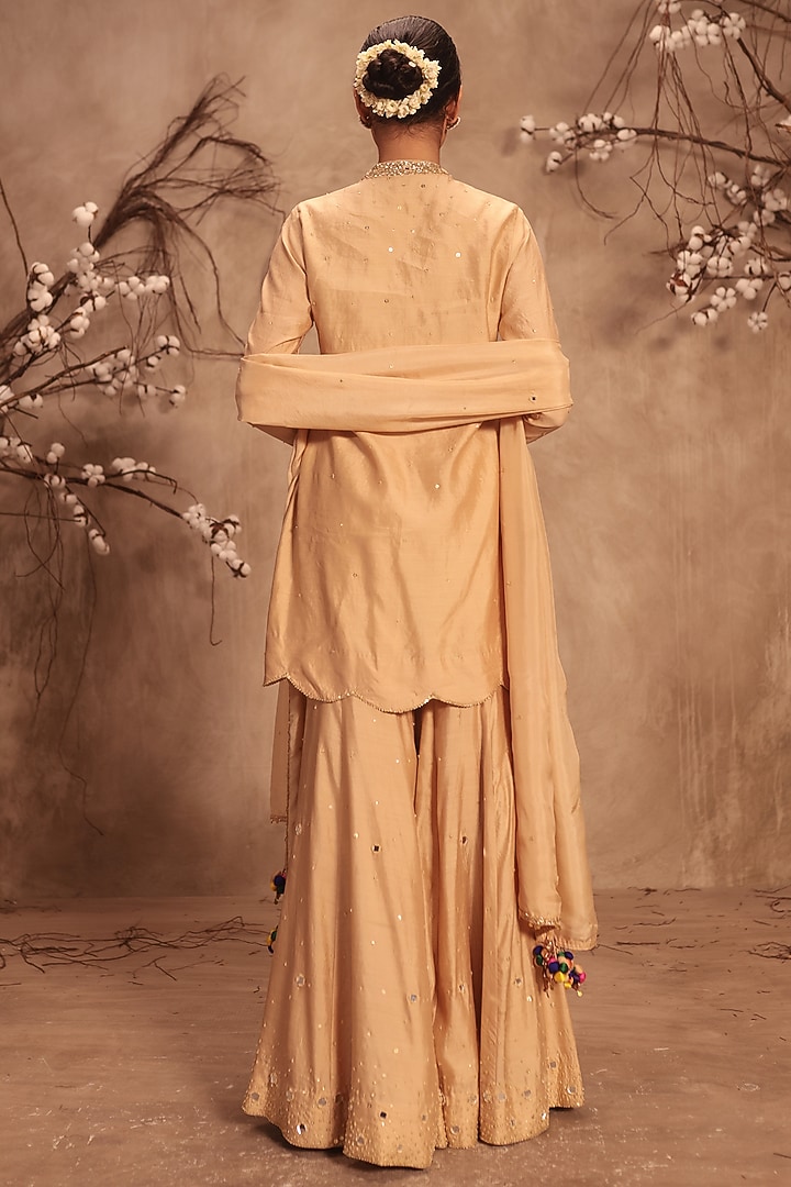 Ivory Chiniya Silk Embroidered Wedding Sharara Set by Niti Bothra at Pernia's Pop Up Shop