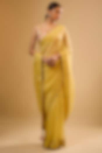 Yellow Organza Wedding Saree Set by Niti Bothra at Pernia's Pop Up Shop
